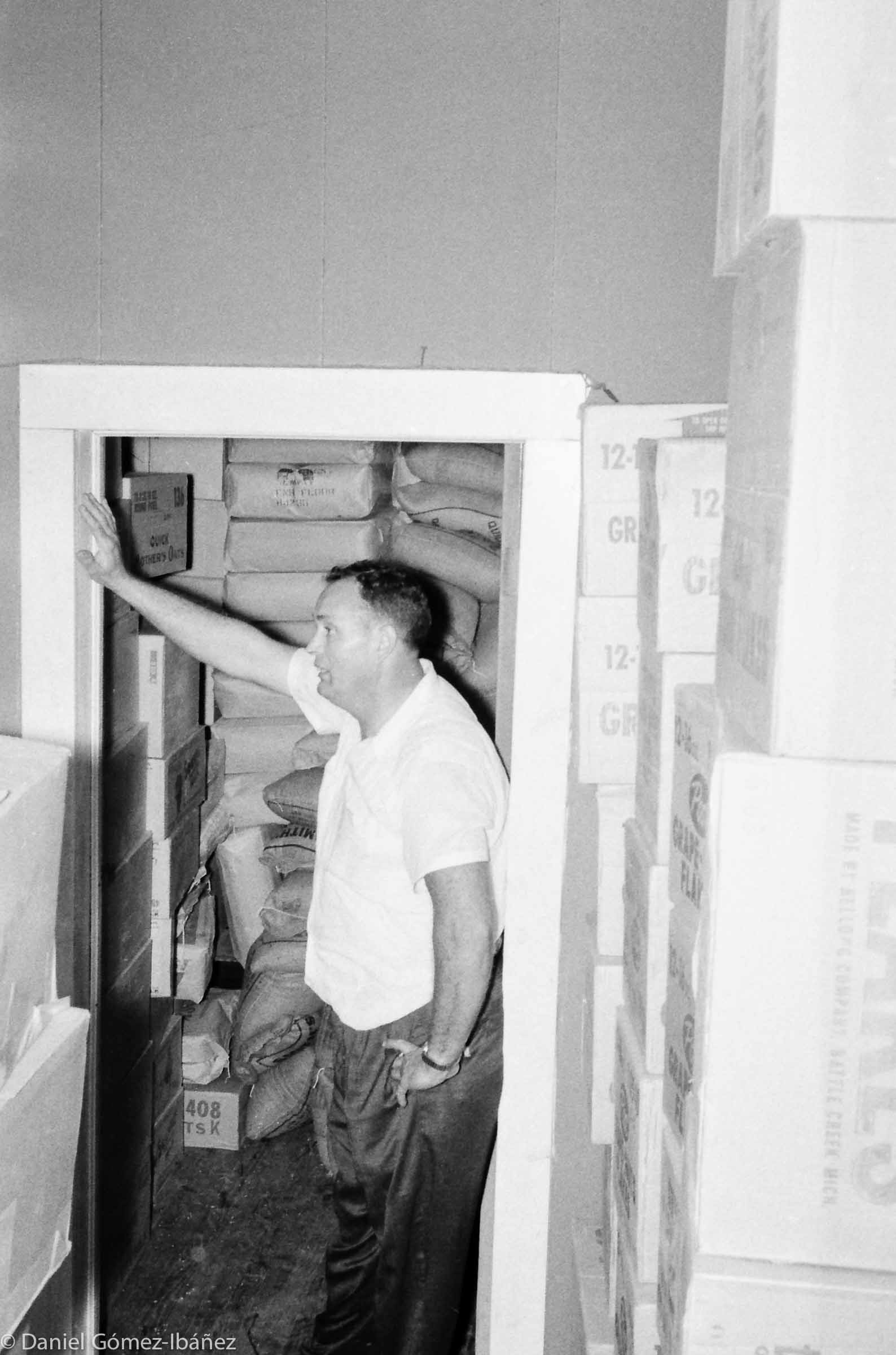 Cases of bread, cereal, canned goods and milk powder; and bags of potatoes, beans and flour, are stacked in the hall. The unloading proceeded quickly and without incident.