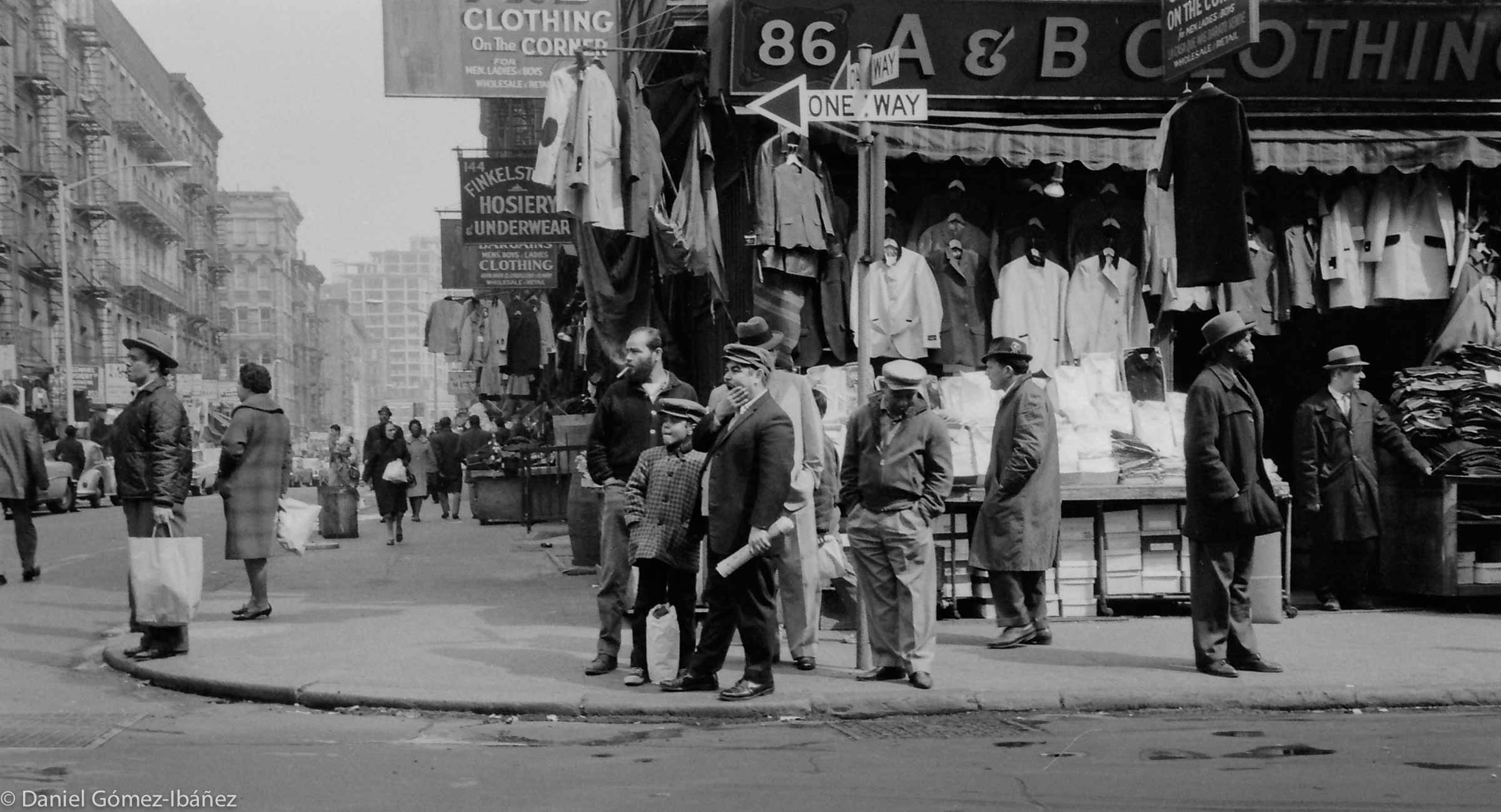 Clothing on the Corner. [Lower East Side, New York, 1963]